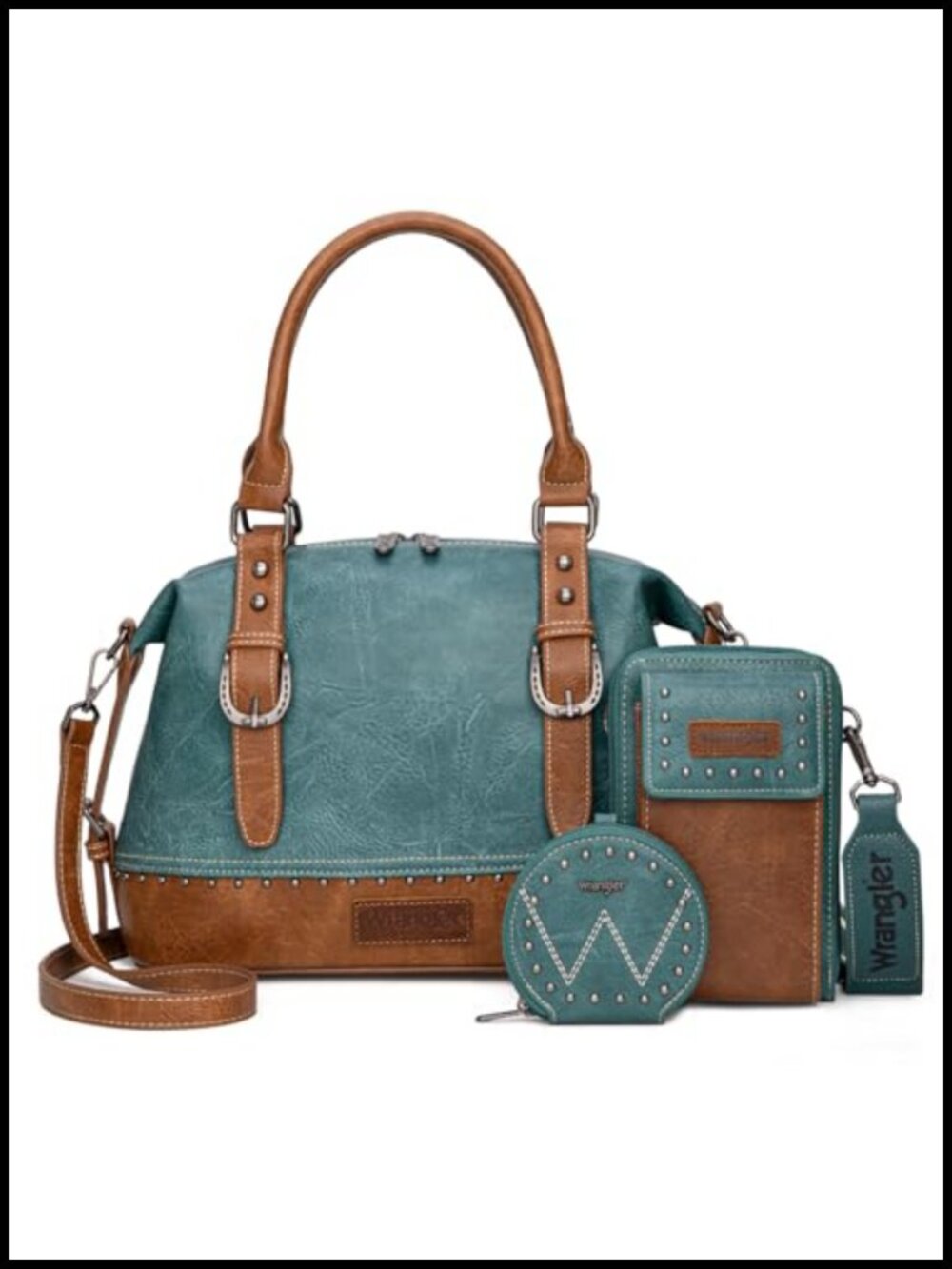 3Pc Doctor Bag Set Top-Handle Satchel Phone Bag Coin Purse Western Style
